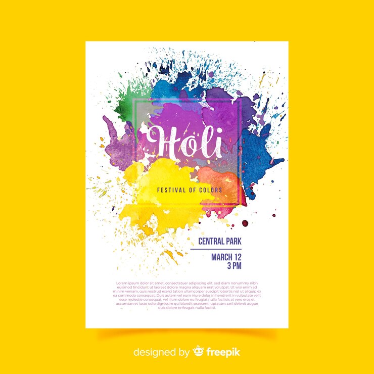 Vettore gratuito modello di volantino festival acquerello holi