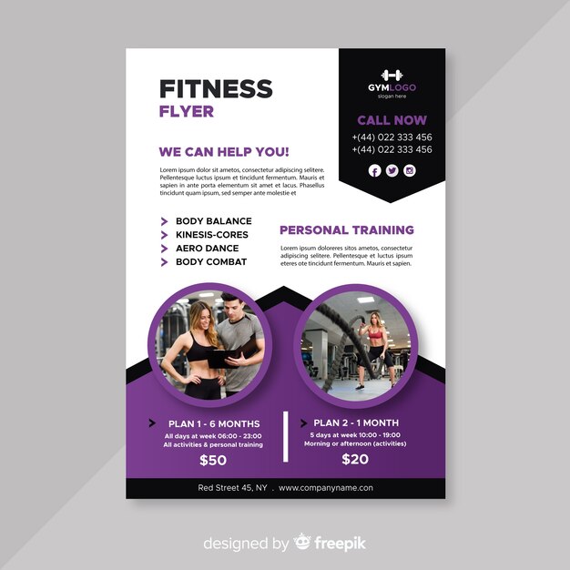 Modello di volantino fitness moderno