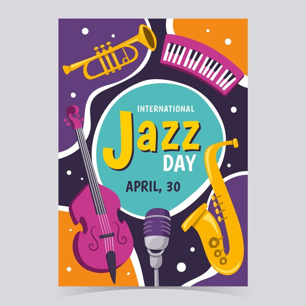 Modello di volantino internazionale jazz day