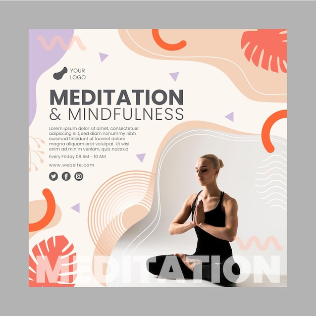 Modello di volantino meditazione e consapevolezza