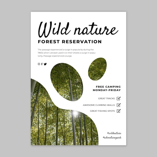 Modello di volantino natura selvaggia