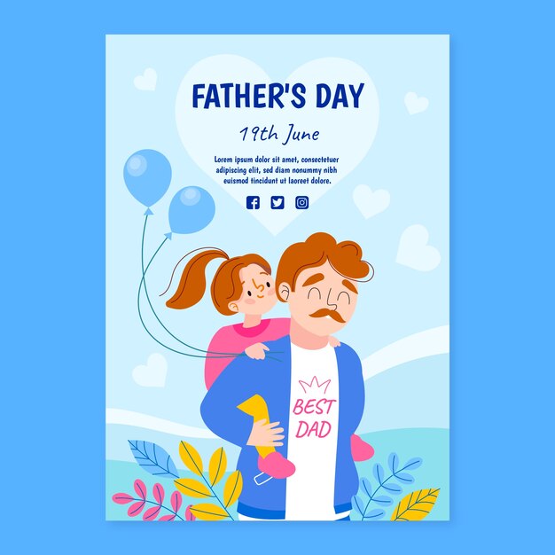 Modello di volantino per la festa del papà piatto