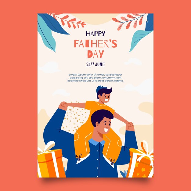 Modello di volantino per la festa del papà piatto