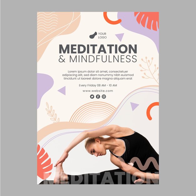Modello di volantino per la meditazione e la consapevolezza