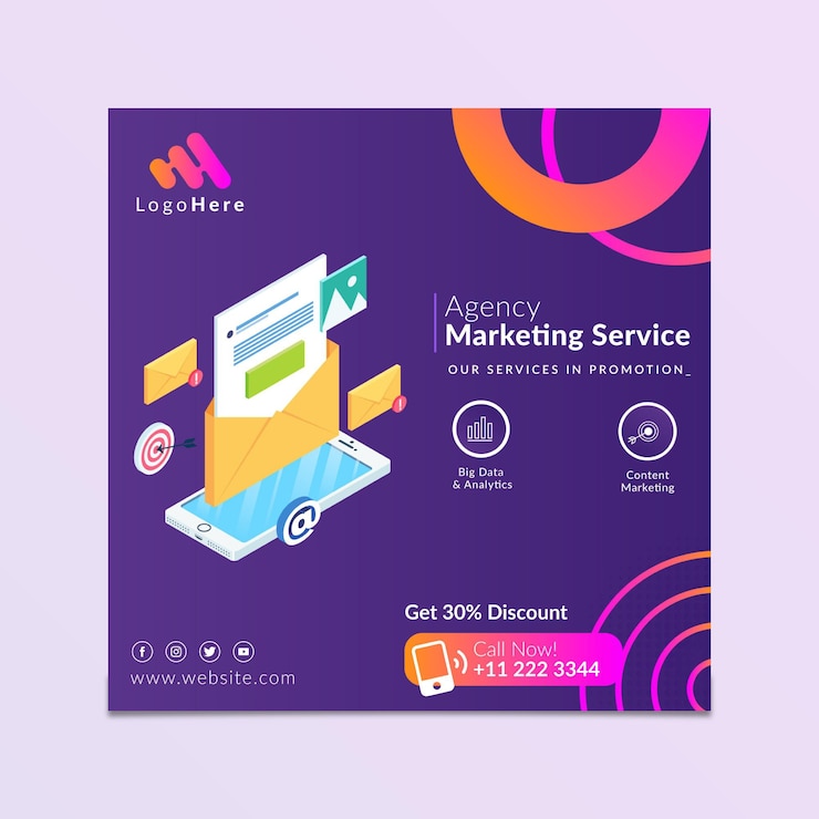 Vettore gratuito modello di volantino quadrato di affari di marketing