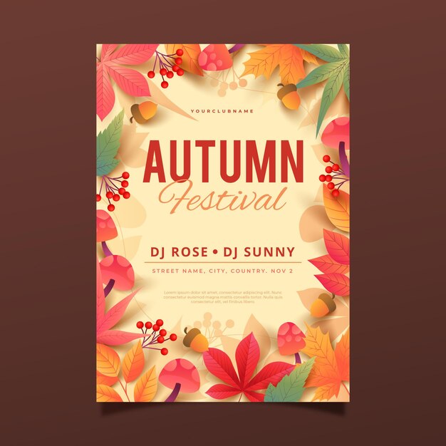 Modello di volantino verticale autunnale sfumato