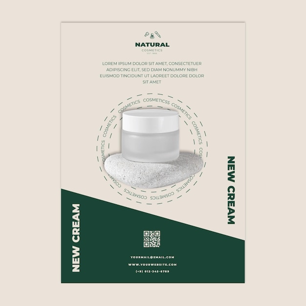 Modello di volantino verticale cosmetico naturale