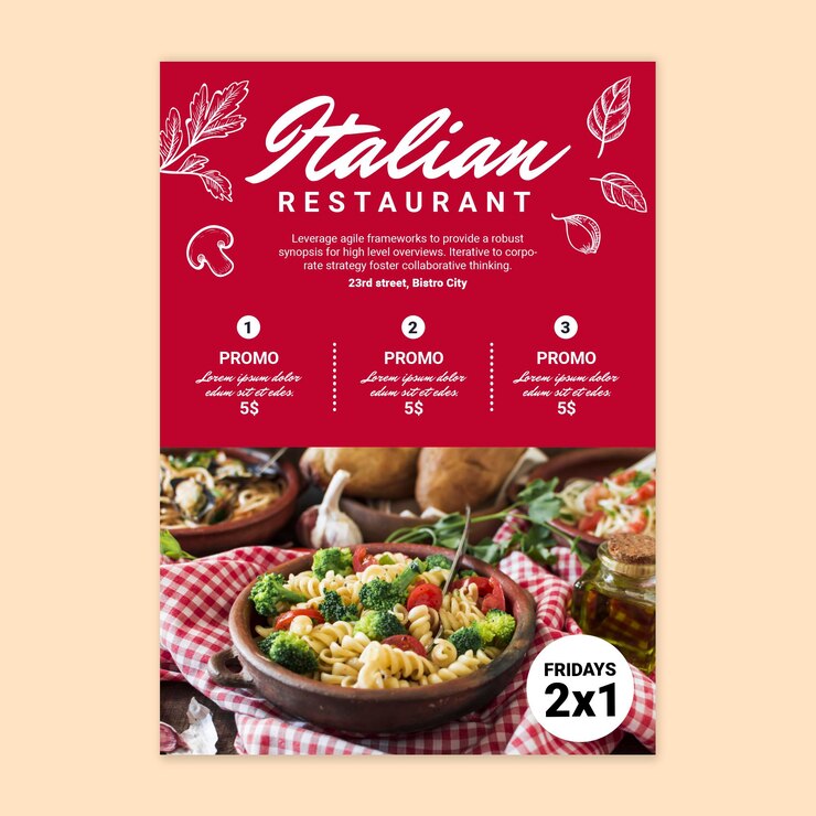 Vettore gratuito modello di volantino verticale di cibo italiano