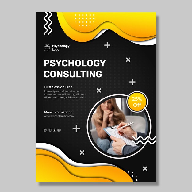 Modello di volantino verticale di psicologia