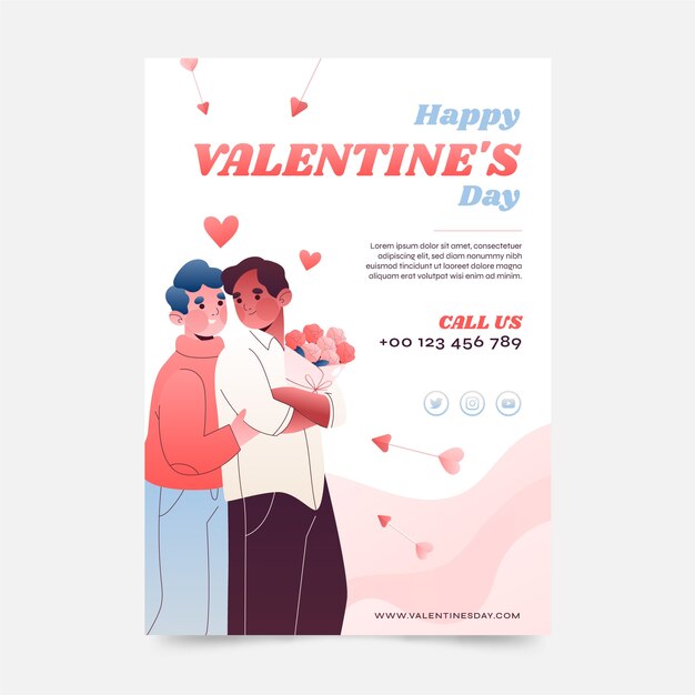 Modello di volantino verticale di San Valentino sfumato