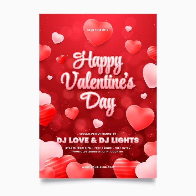 Modello di volantino verticale di San Valentino sfumato
