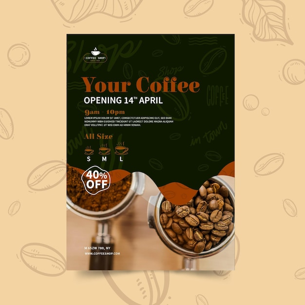 Modello di volantino verticale per caffetterie