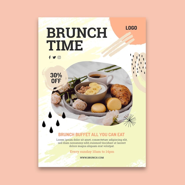 Modello di volantino verticale per il brunch