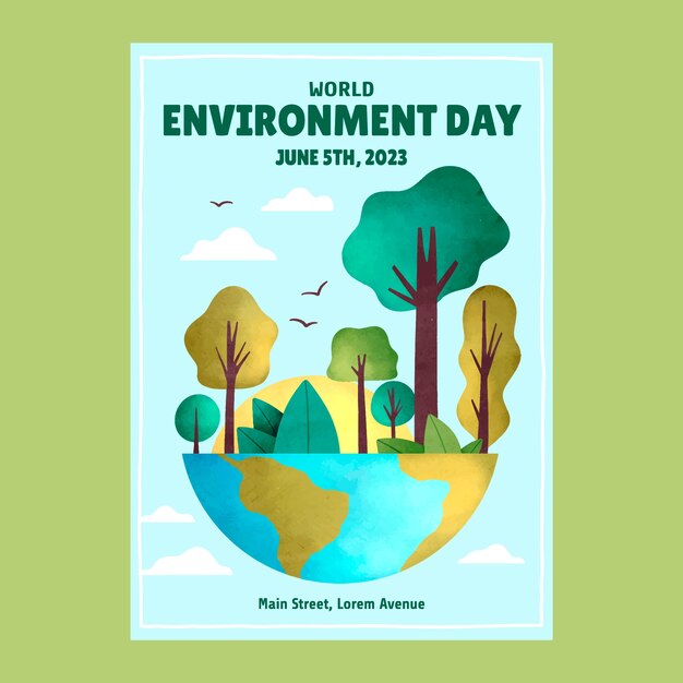 Modello di volantino verticale per la celebrazione della giornata mondiale dell'ambiente