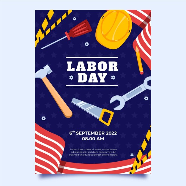 Modello di volantino verticale per la festa del lavoro