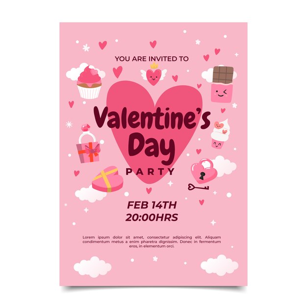 Modello di volantino verticale piatto di San Valentino