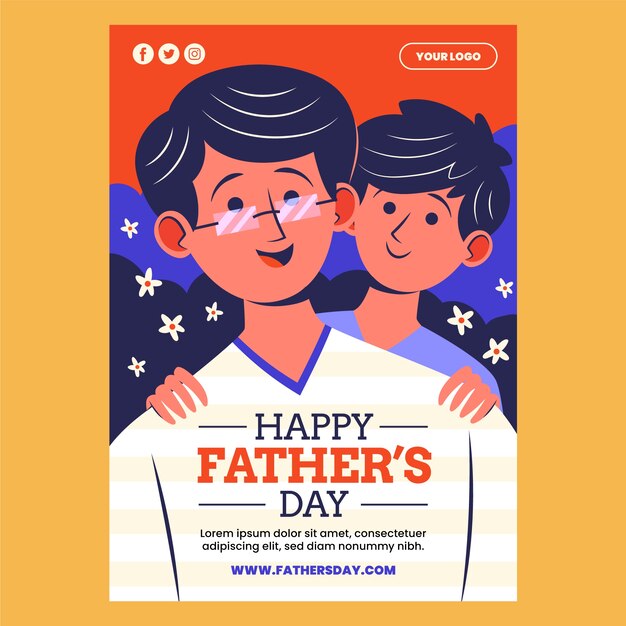 Modello di volantino verticale piatto festa del papà