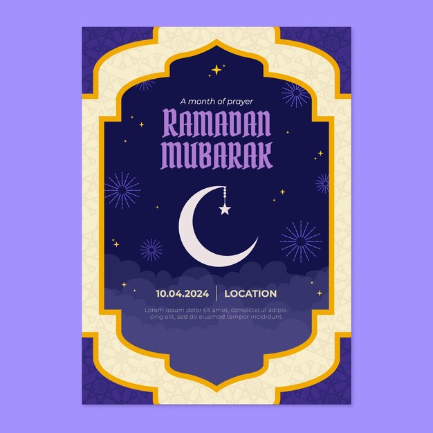 modello di volantino verticale piatto per la celebrazione islamica del Ramadan.