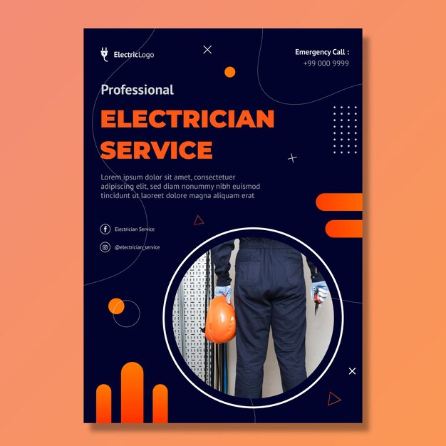 Modello di volantino verticale servizio elettricista
