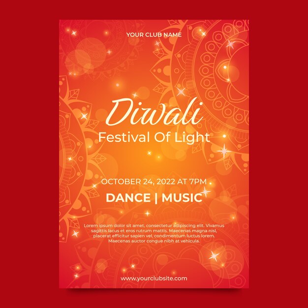 Modello di volantino verticale sfumato per la celebrazione del diwali