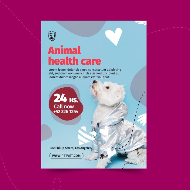 Modello di volantino veterinario per animali domestici