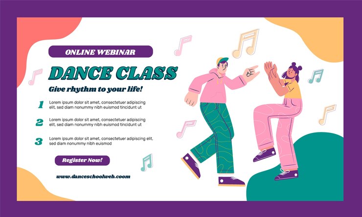 Vettore gratuito modello di webinar della scuola di danza dinamica