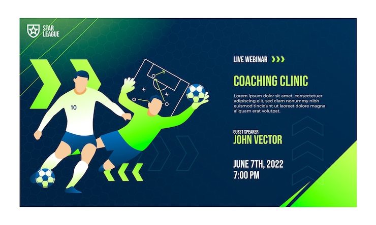 Vettore gratuito modello di webinar di calcio gradiente