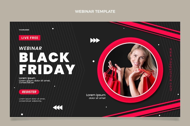 Modello di webinar flat black friday