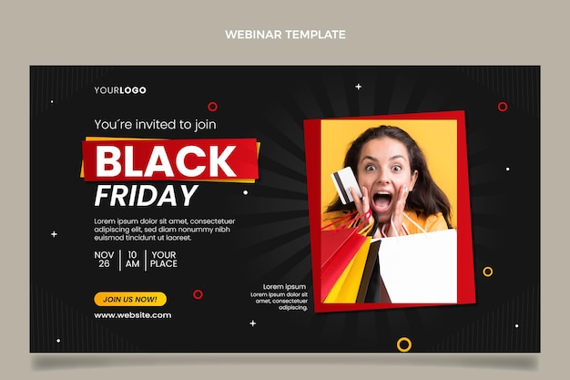 Modello di webinar flat black friday