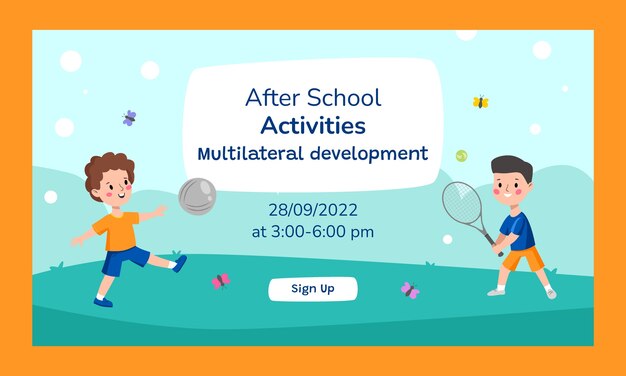 Modello di webinar per attività doposcuola piatte per bambini