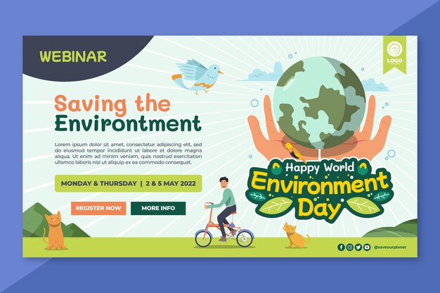 Modello di webinar per la giornata mondiale dell'ambiente piatto