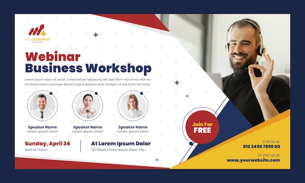 Modello di webinar per seminari aziendali di design piatto
