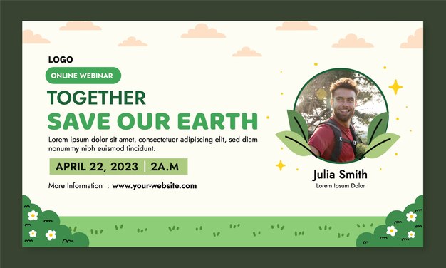 Modello di webinar piatto per la celebrazione della giornata della terra
