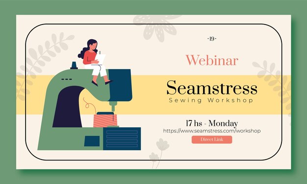 Modello di webinar sarta disegnato a mano