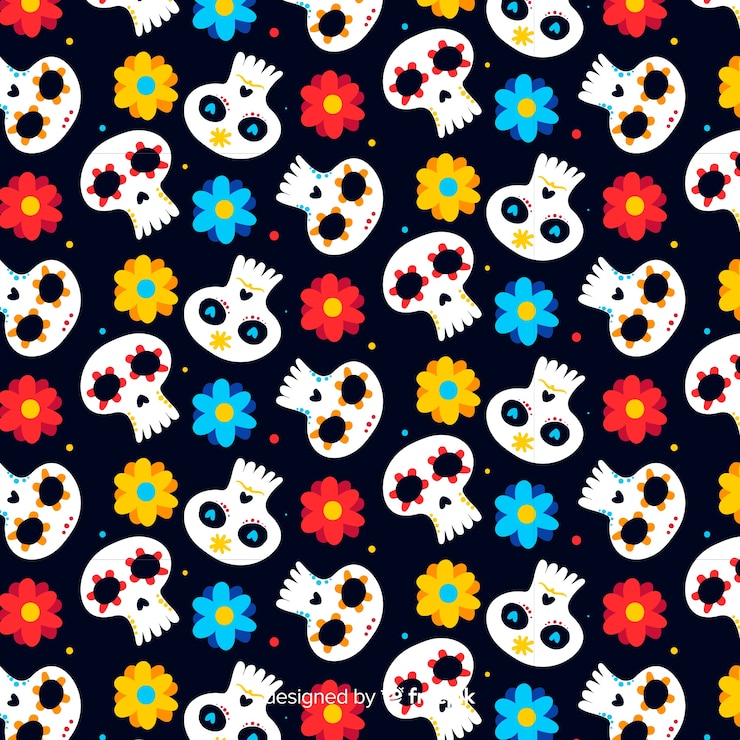 Vettore gratuito modello dia de muertos disegnato a mano