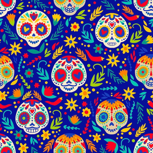 Modello dia de muertos disegnato a mano