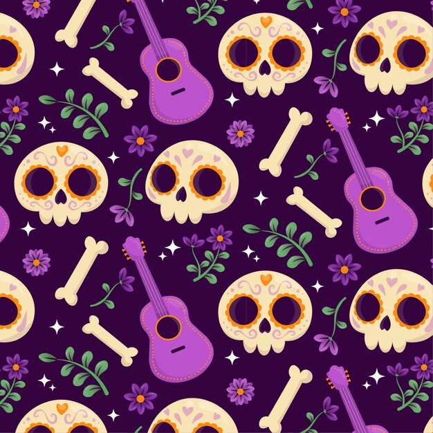 Modello dia de muertos disegnato a mano