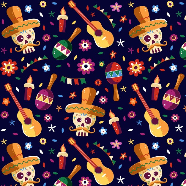 Modello dia de muertos disegnato a mano