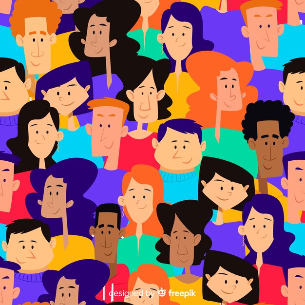 Modello disegnato a mano colorato gioventù persone