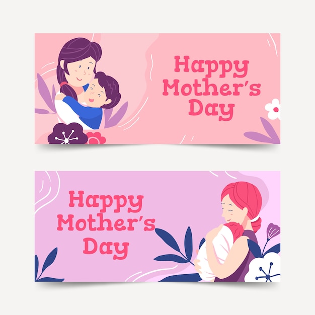 Modello disegnato a mano delle insegne di festa della mamma