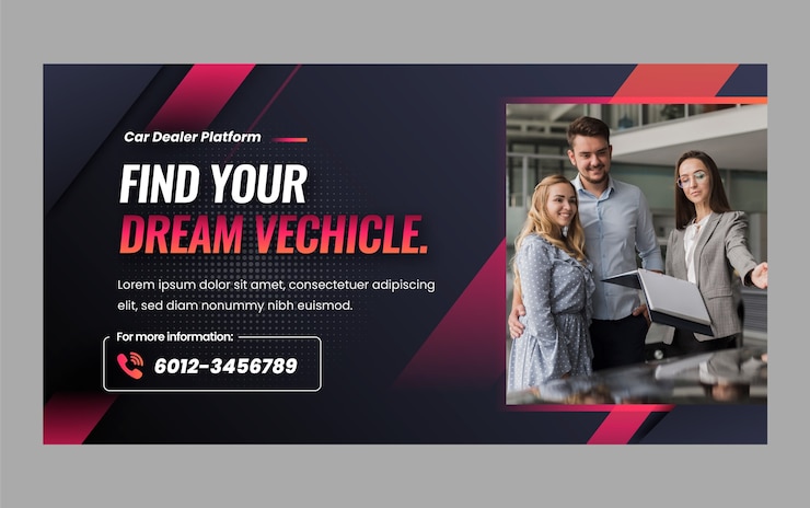 Vettore gratuito modello facebook del rivenditore di auto gradiente