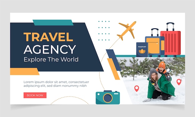 Modello facebook di agenzia di viaggi design piatto