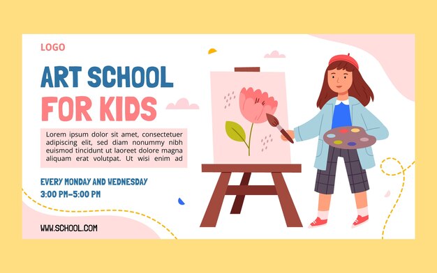 Modello facebook di attività scolastiche disegnato a mano