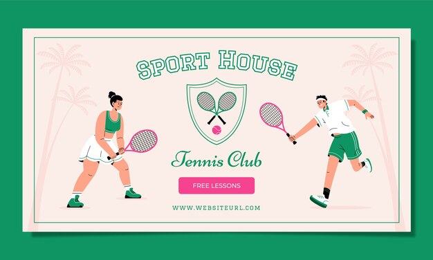 Modello facebook di gioco di tennis design piatto