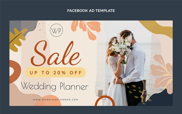 Modello facebook di vendita di wedding planner disegnato a mano