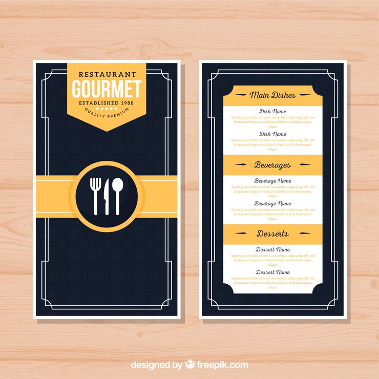 Vettore gratuito modello flatmenu per un ristorante