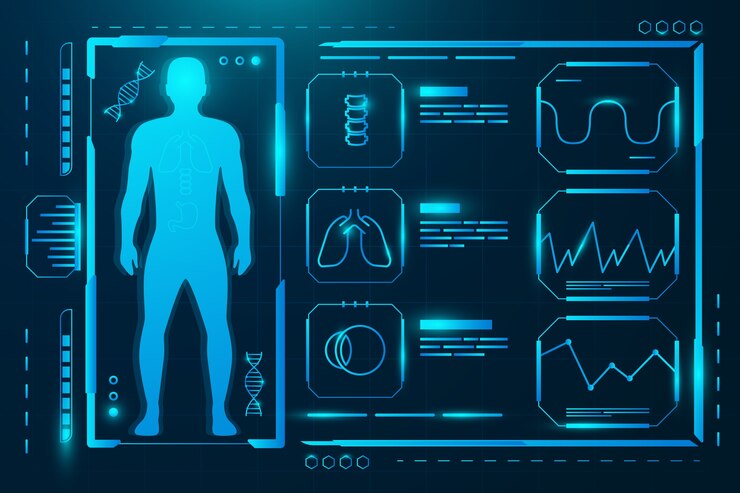 Vettore gratuito modello futuristico di infografica medica