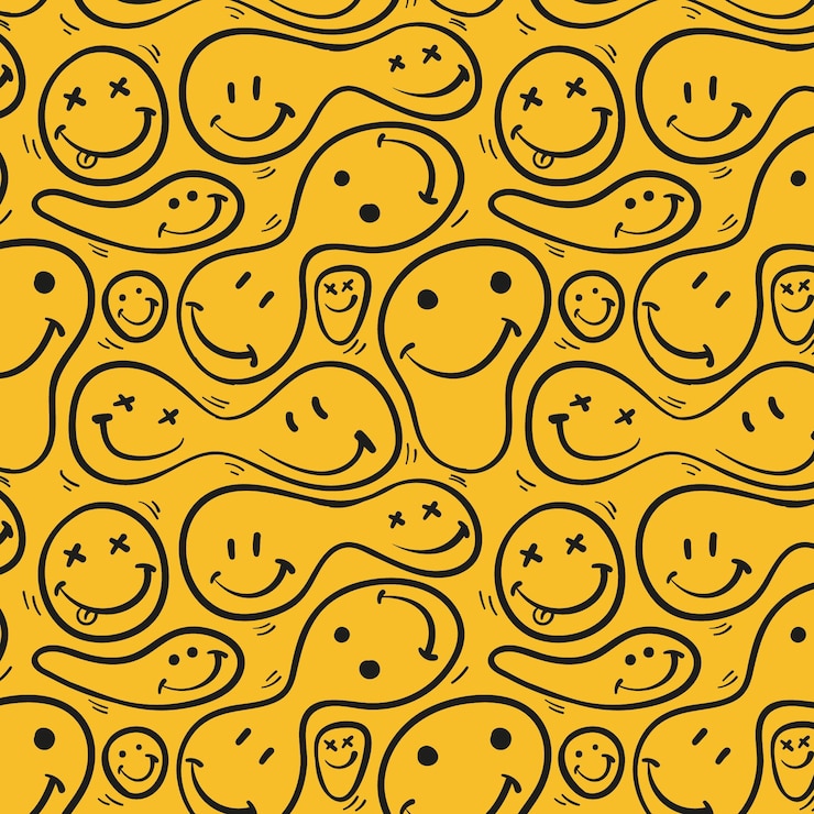Vettore gratuito modello giallo emoticon distorto