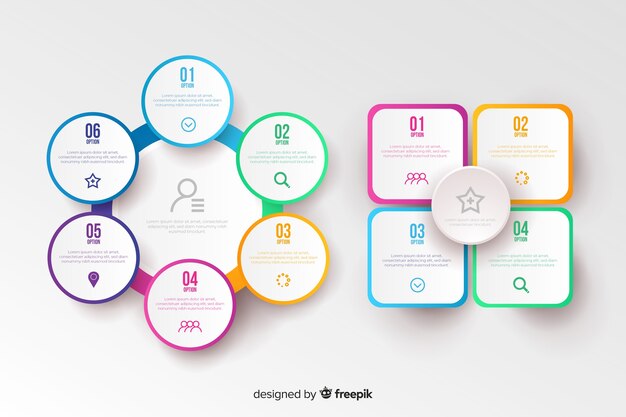Modello infografico colorato a disegno piatto