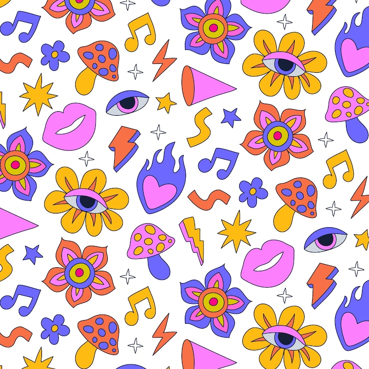 Vettore gratuito modello kitsch disegnato a mano